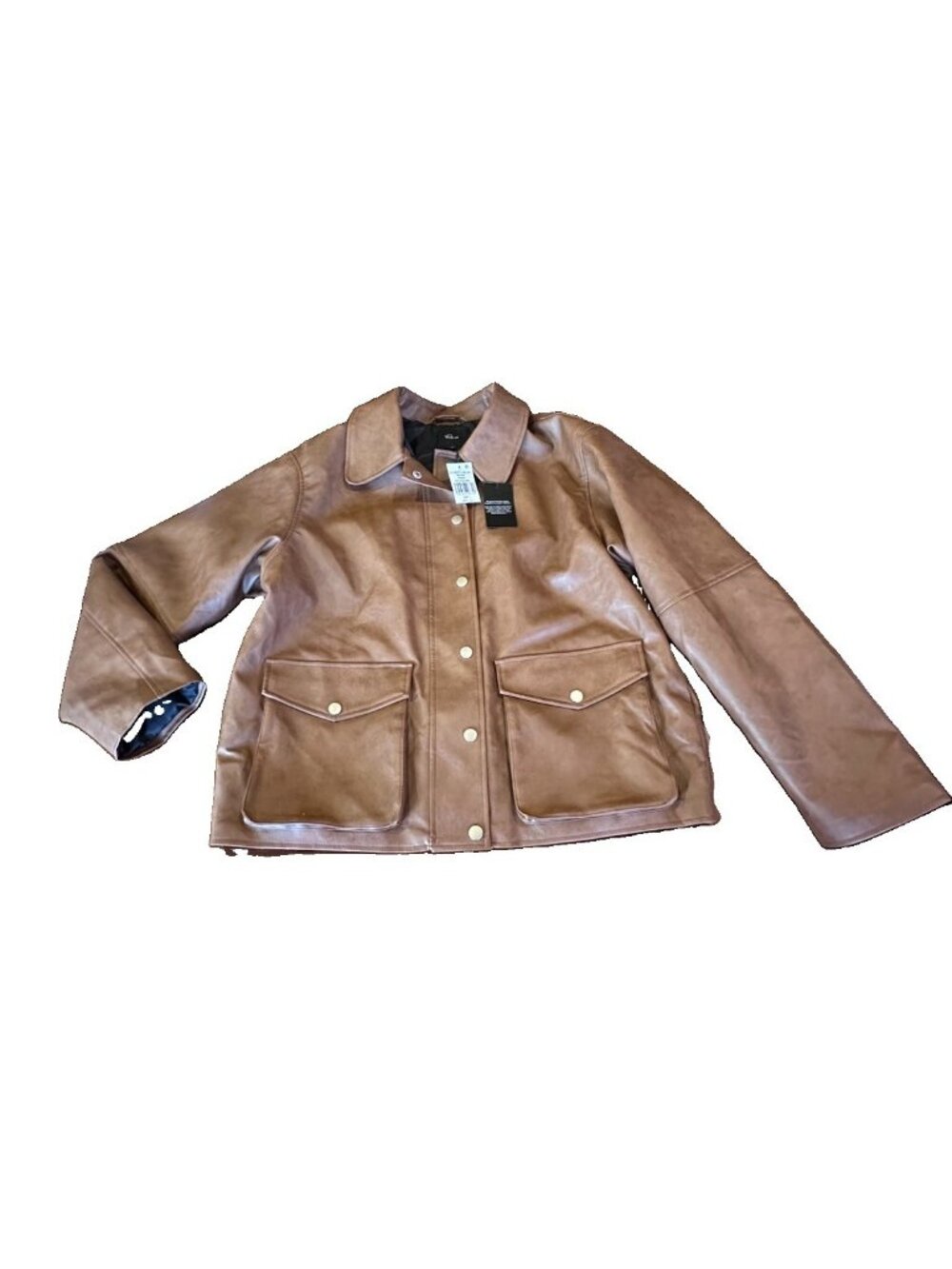 NWT RAILS Brown Mathis Russet Faux Leather Jacket Oversized Retro Chic Sz L